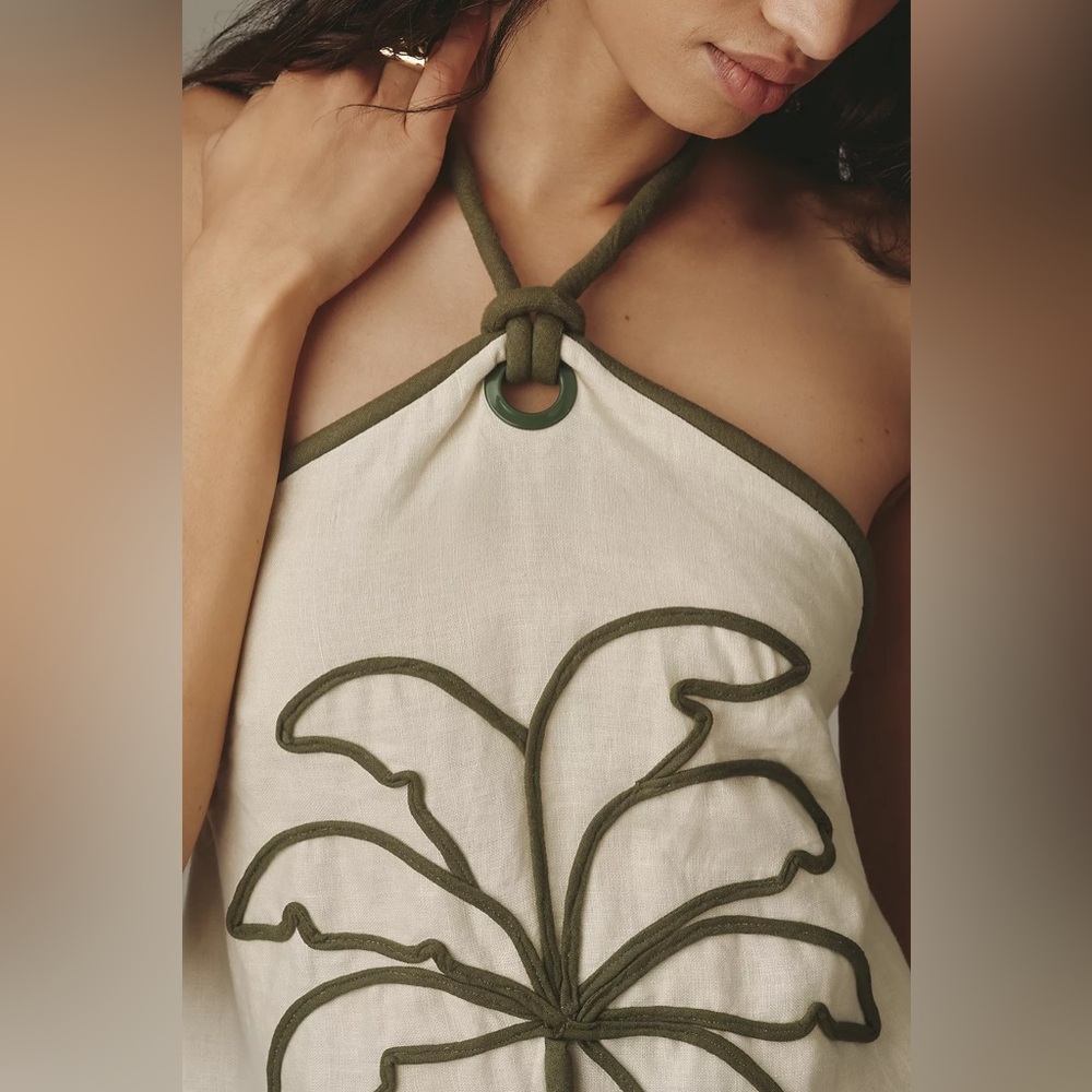 Farm Rio Coconut Halter Linen Mini Dress - Picture 3 of 11